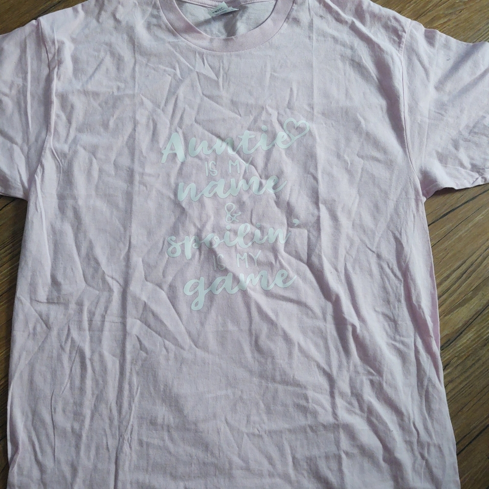 Auntie is my name spoiling is my game Pink Tshirt XL